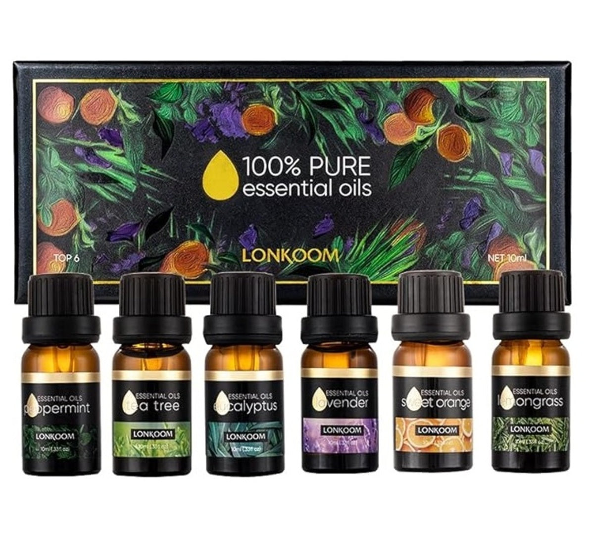 Home Fragrance-Lonkoom-Organic 100% Essential Oils-U-6X10ML