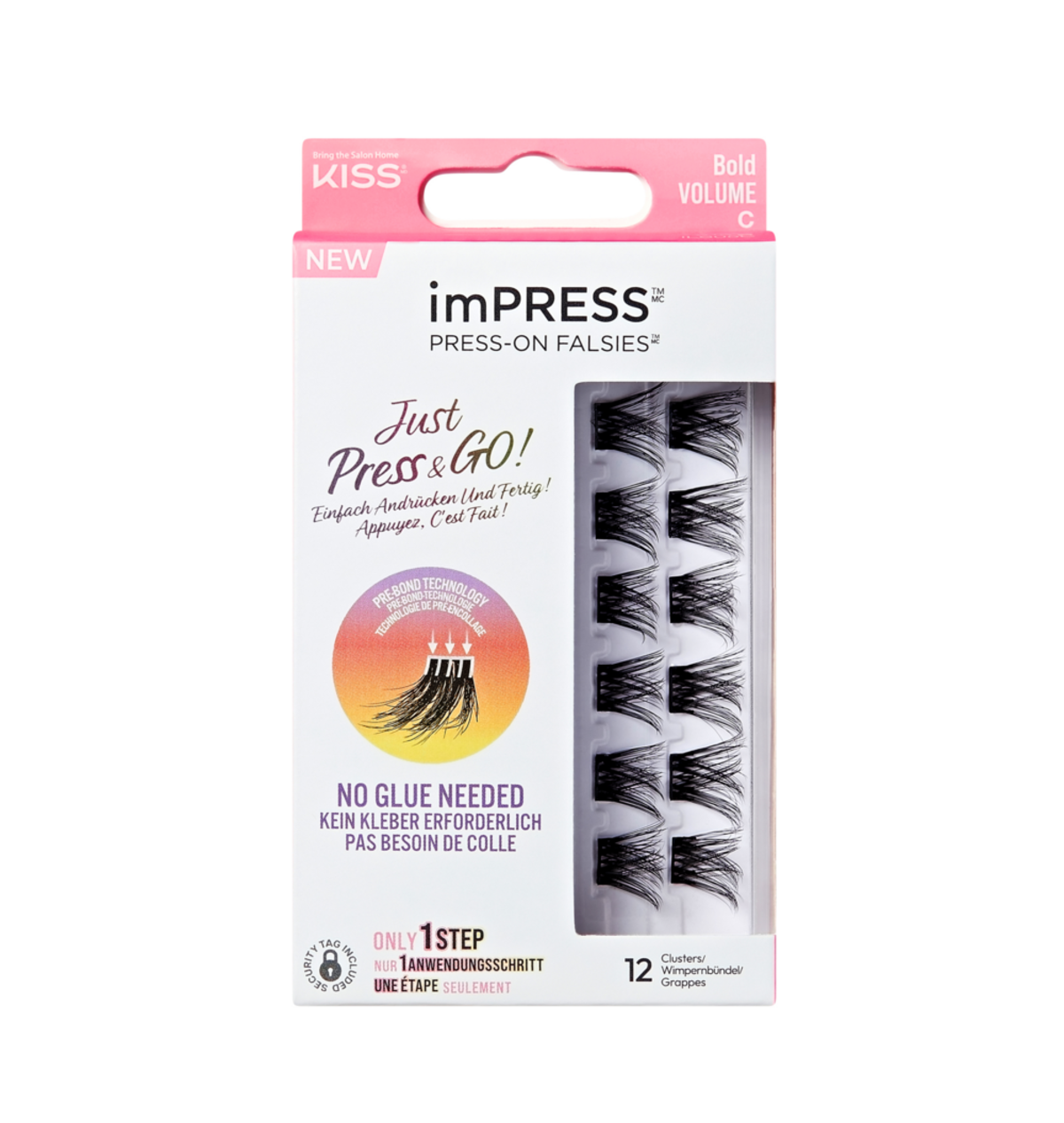 False Eyelashes-Kiss-Impress False Press On Self Adhesive Eyelashes-Bold Volume-F