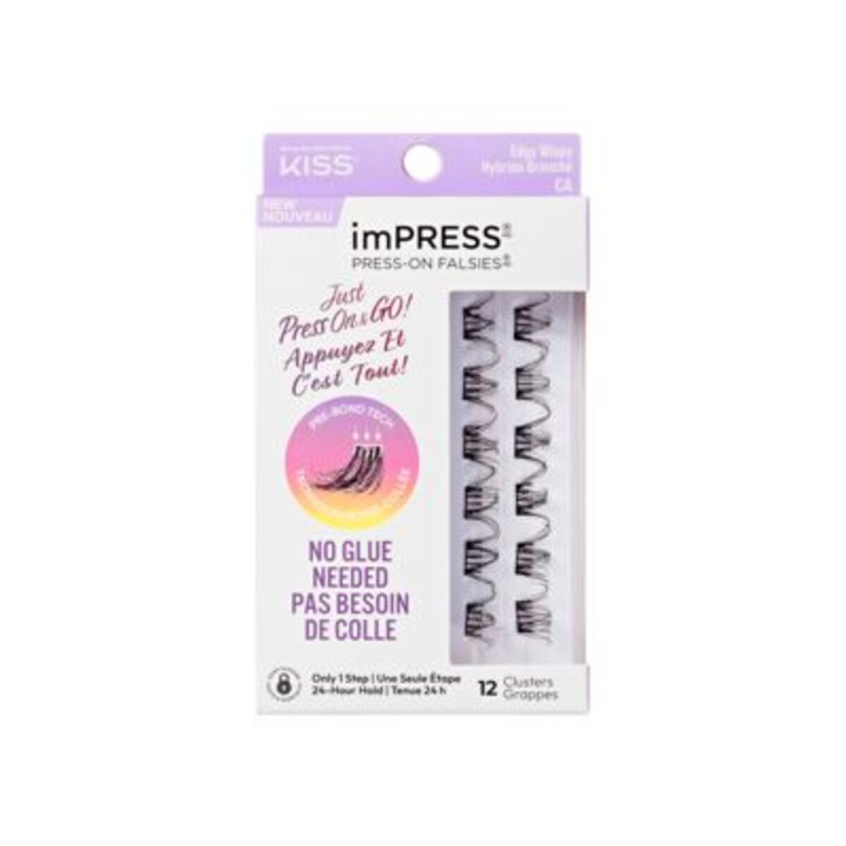 False Eyelashes-Kiss-Impress False Press On Self Adhesive Eyelashes-Edgy Wispy-F