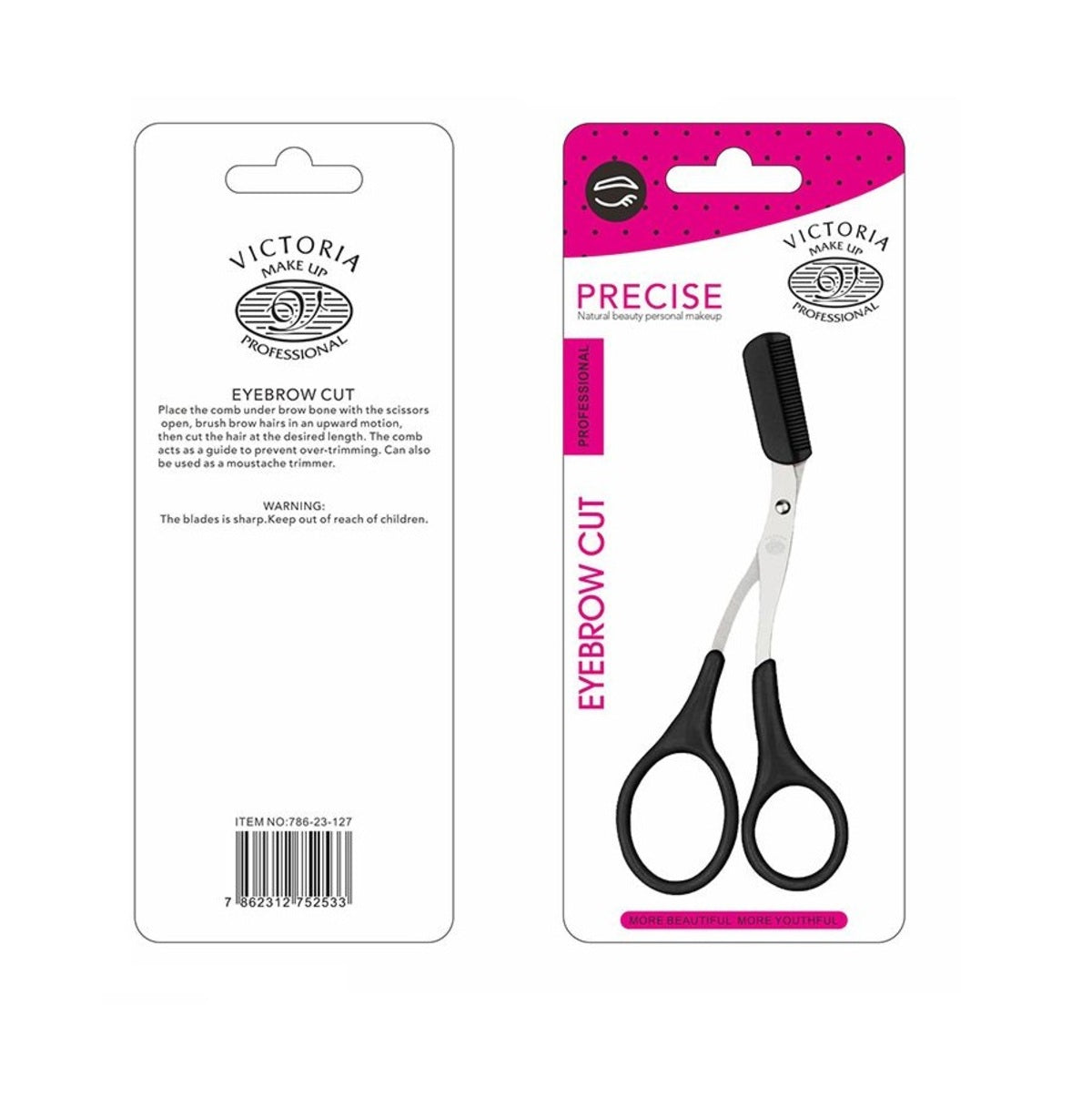 Brow Scissor-Victoria Professional-Eyebrow Trimming Scissors with Comb-F