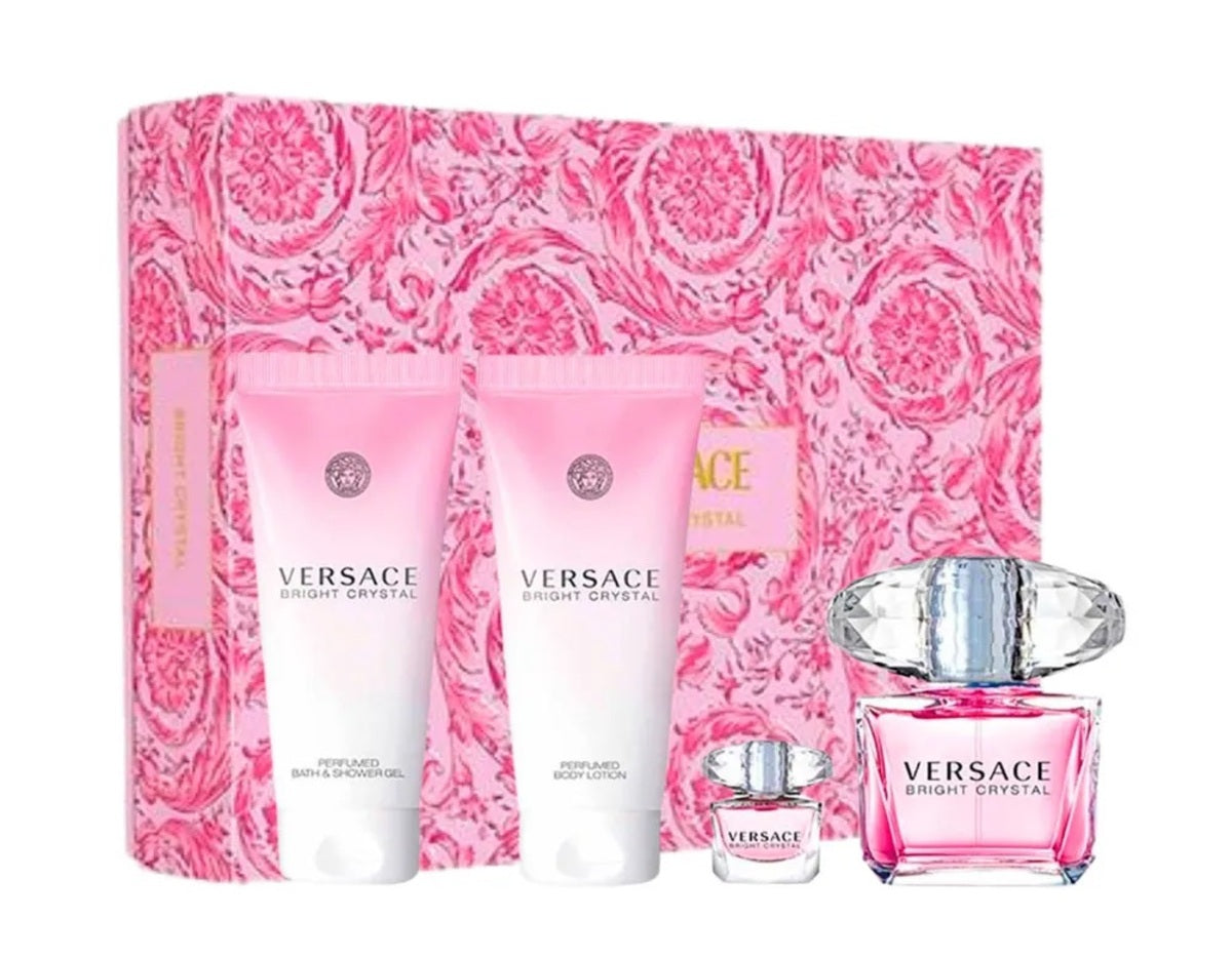 Perfume Set-Versace-Bright Crystal Eau de Toilette Floral Donatella Gift Set-F