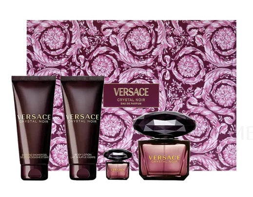 Perfume Set-Versace-Crystal Noir Eau de Parfum Maroon Floral Gift Set-U