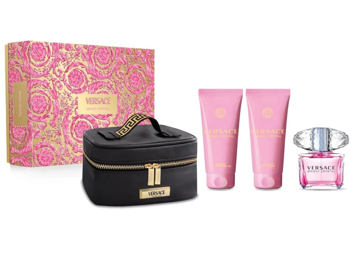 Perfume Set-Versace-Bright Crystal Eau de Toilette Gold Floral Gift Set-F