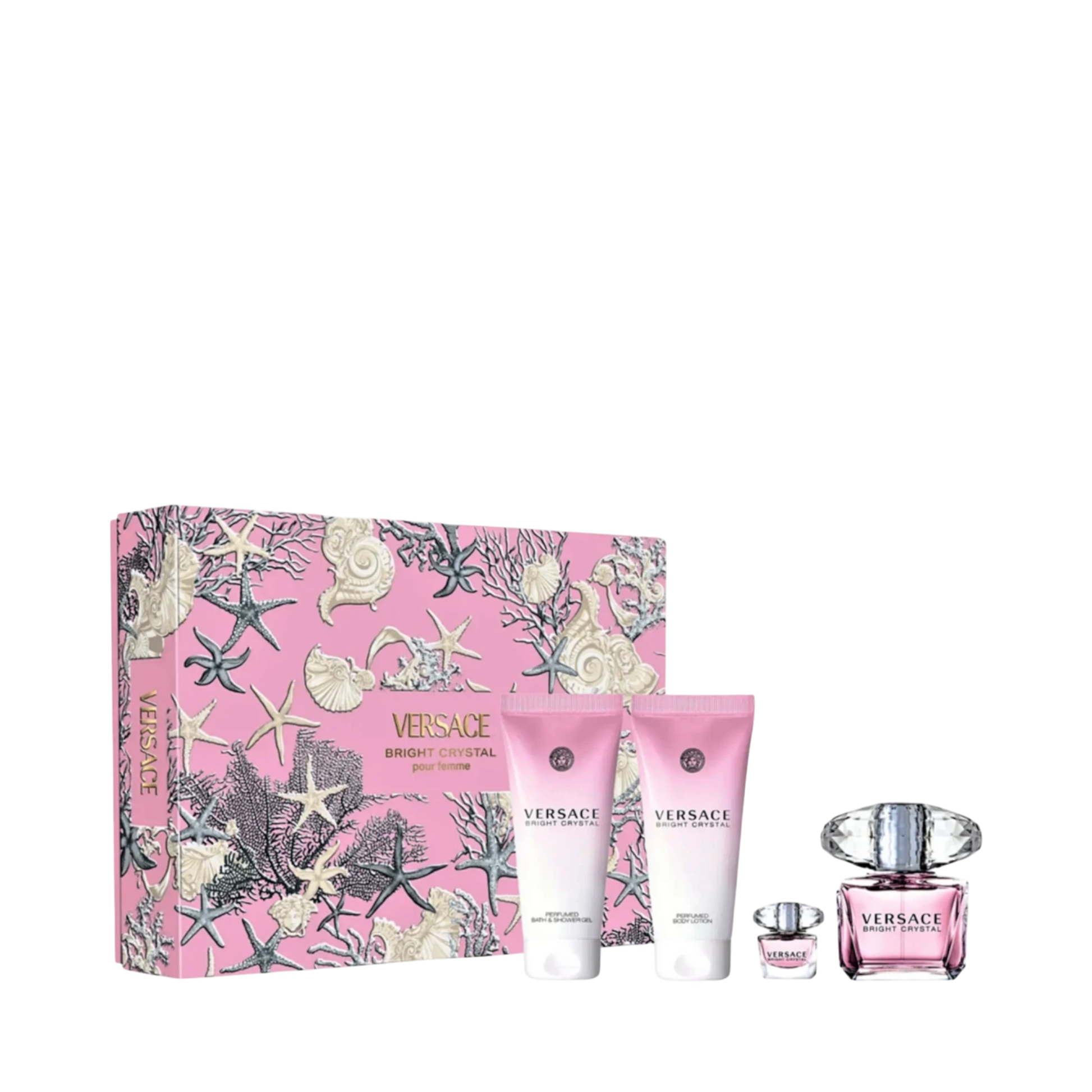 Perfume Set-Versace-Bright Crystal Eau De Toilette Coral Gift Set-F