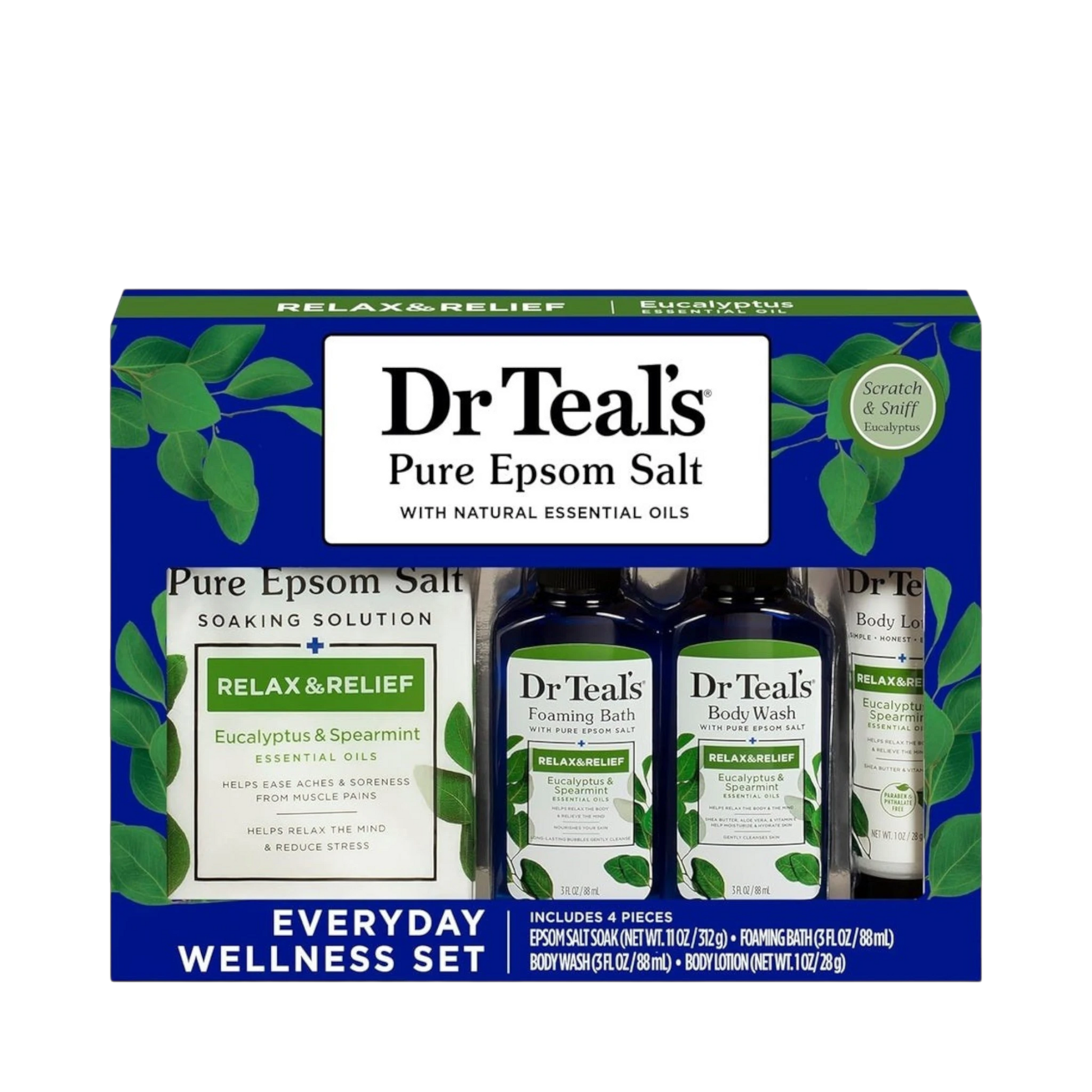Bath & Body Set-Dr. Teal's-Relax & Relief Everyday Wellness Gift Set-U