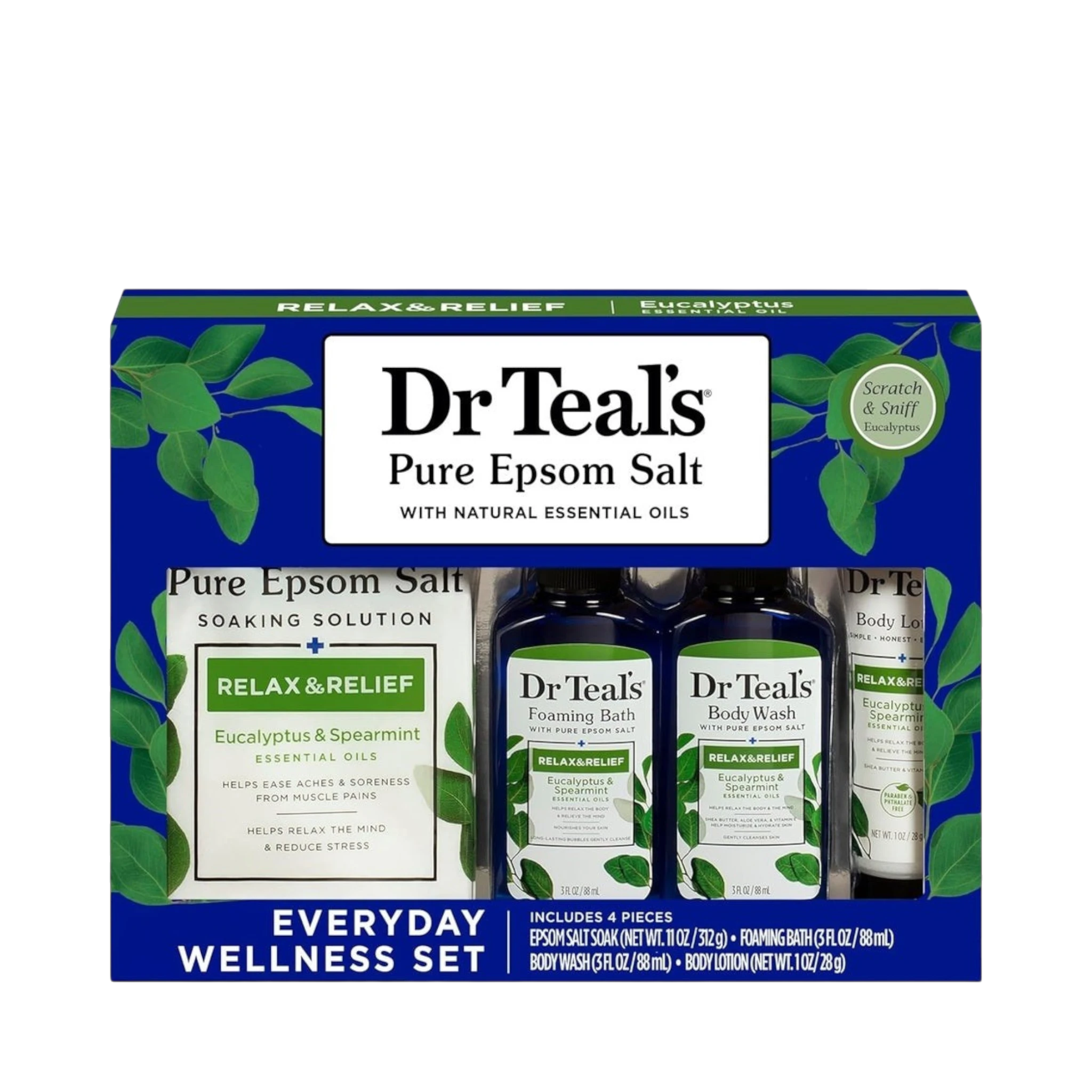 Bath & Body Set-Dr. Teal's-Relax & Relief Everyday Wellness Gift Set-U