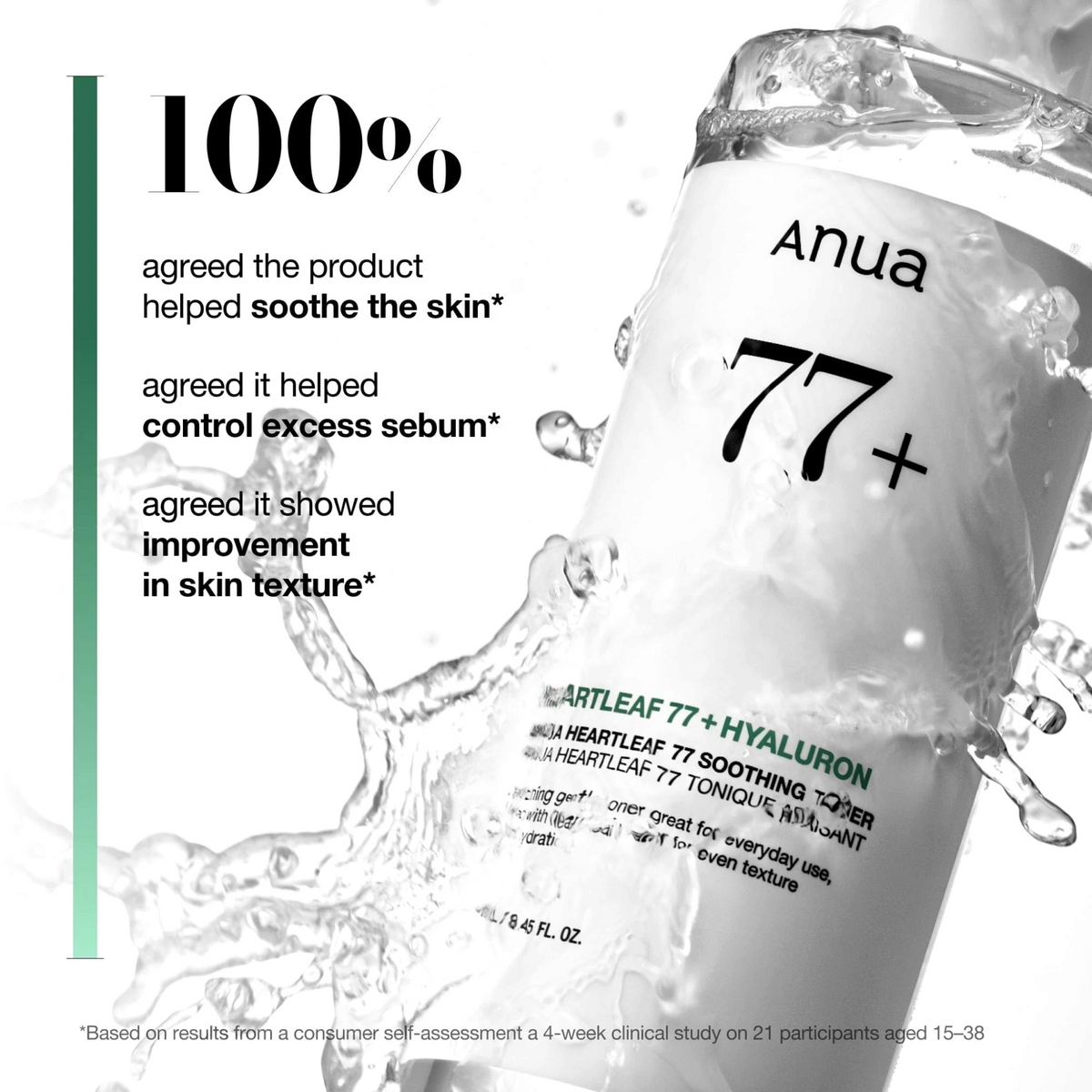 Anua Heartleaf 77 Soothing Toner 250 ml bottle infographic