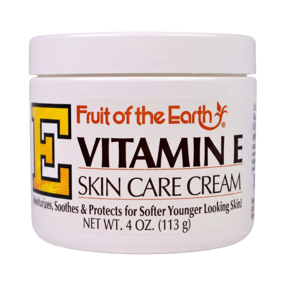 ModaBodyShop Vitamin E Skin Care Cream in a 4oz white jar for moisturizing dry skin on face, hands, and body.